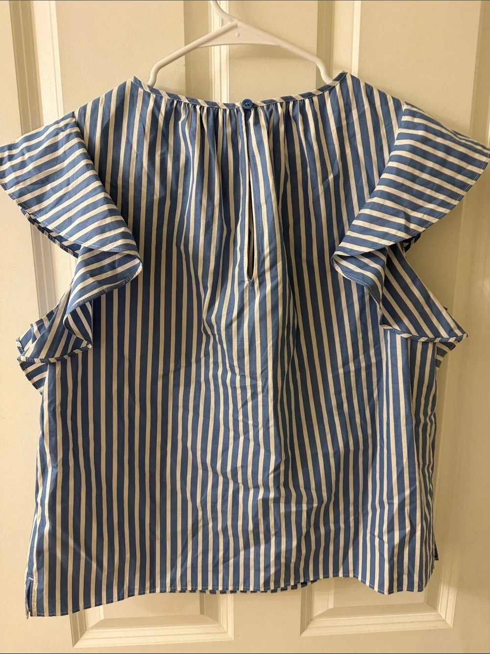 kate spade Blue and White Striped Ruffle Sleeve Top